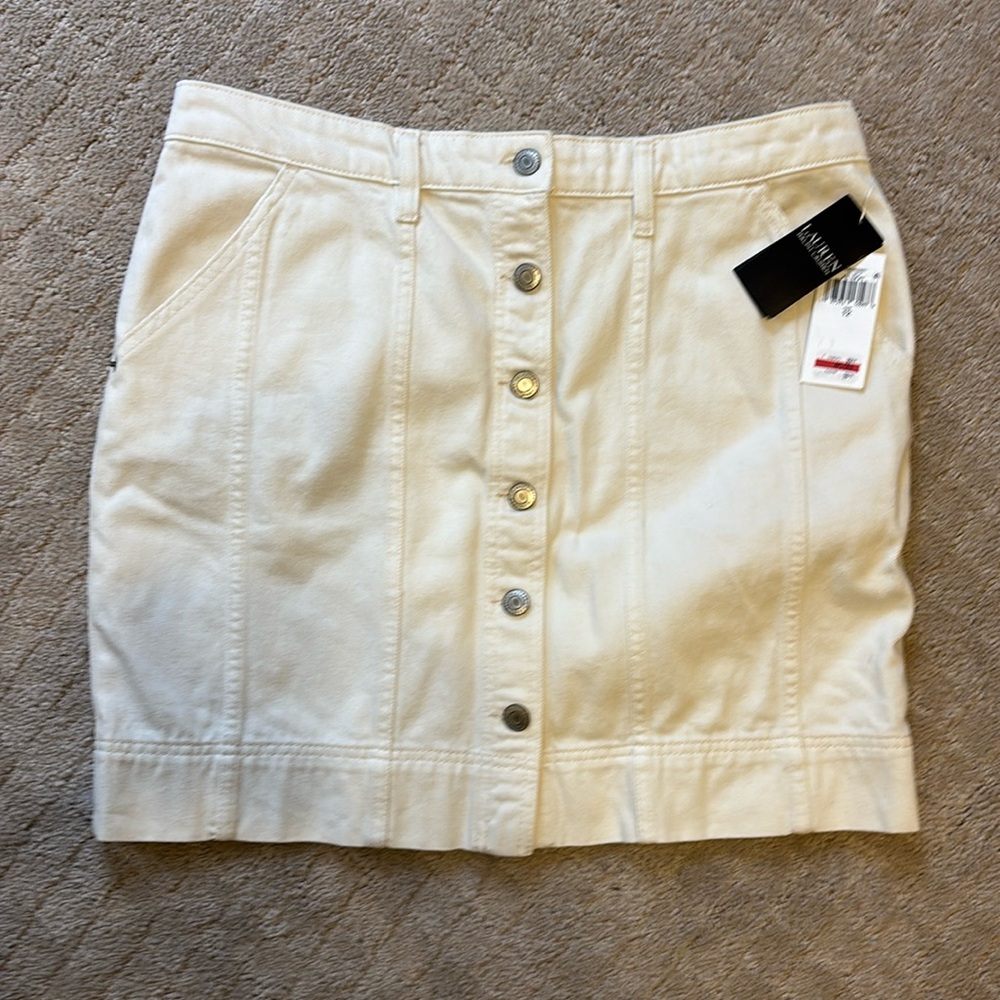 Ralph Lauren White Denim Button Up Skirt - NWT - Size 12